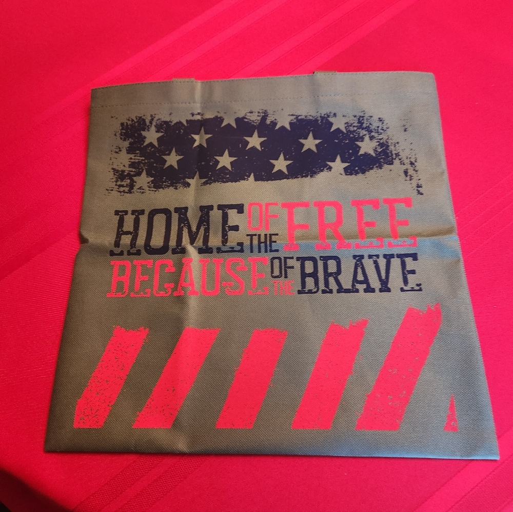 Olive Green Tote with Red and Black Patriotic Print